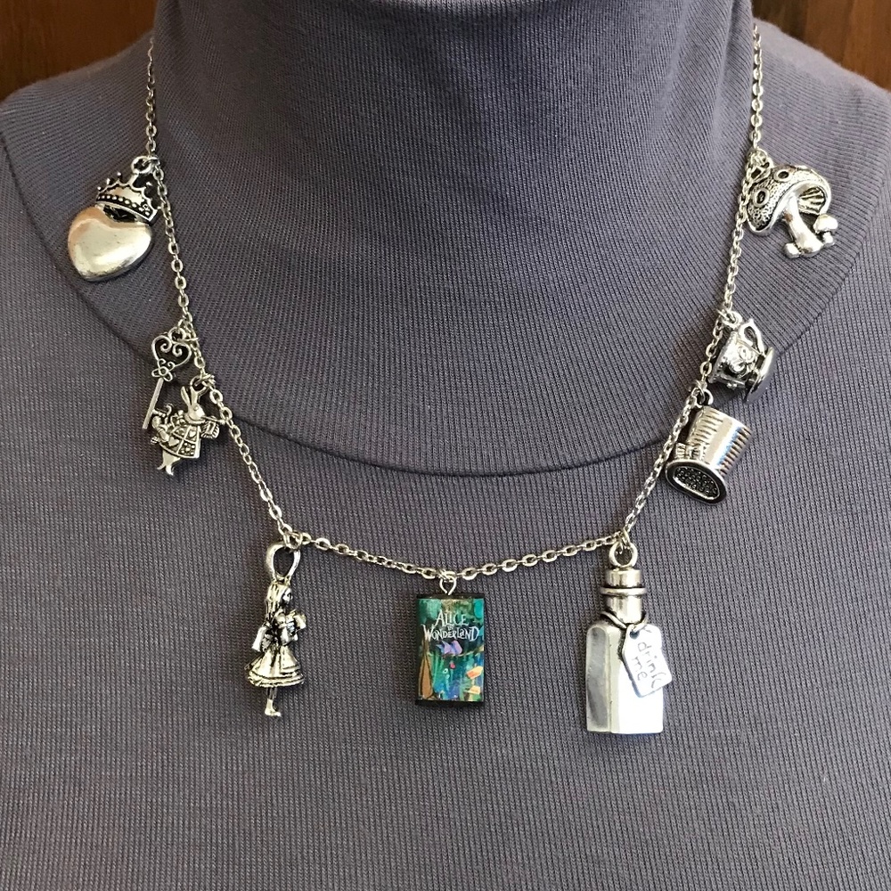 Alice in Wonderland by Lewis Carroll Handmade Literature Necklace, Book Cover - Picture 6 of 16